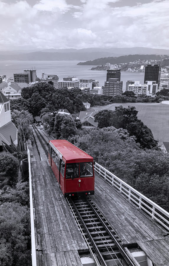 Wellington New Zealand Cable Car BW Photograph by Joan Carroll