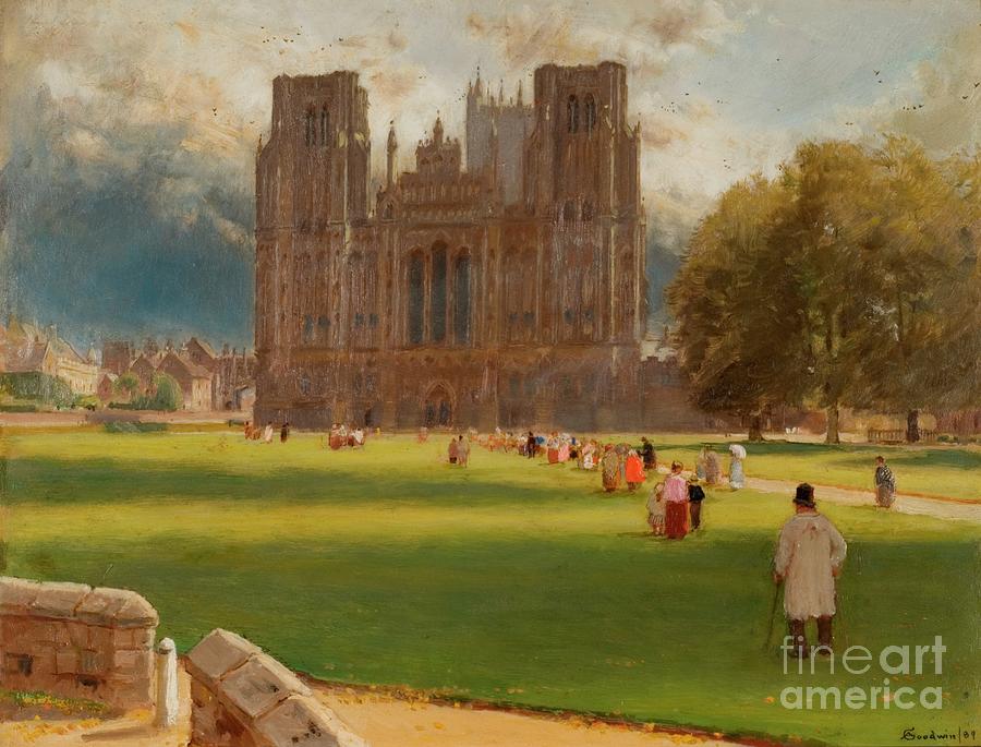 Wells Cathedral, 1889 Painting by Albert Goodwin