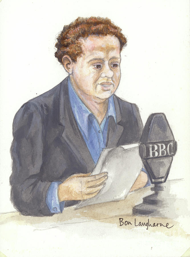 Welsh Poet Dylan Thomas At The Microphone Painting by English School