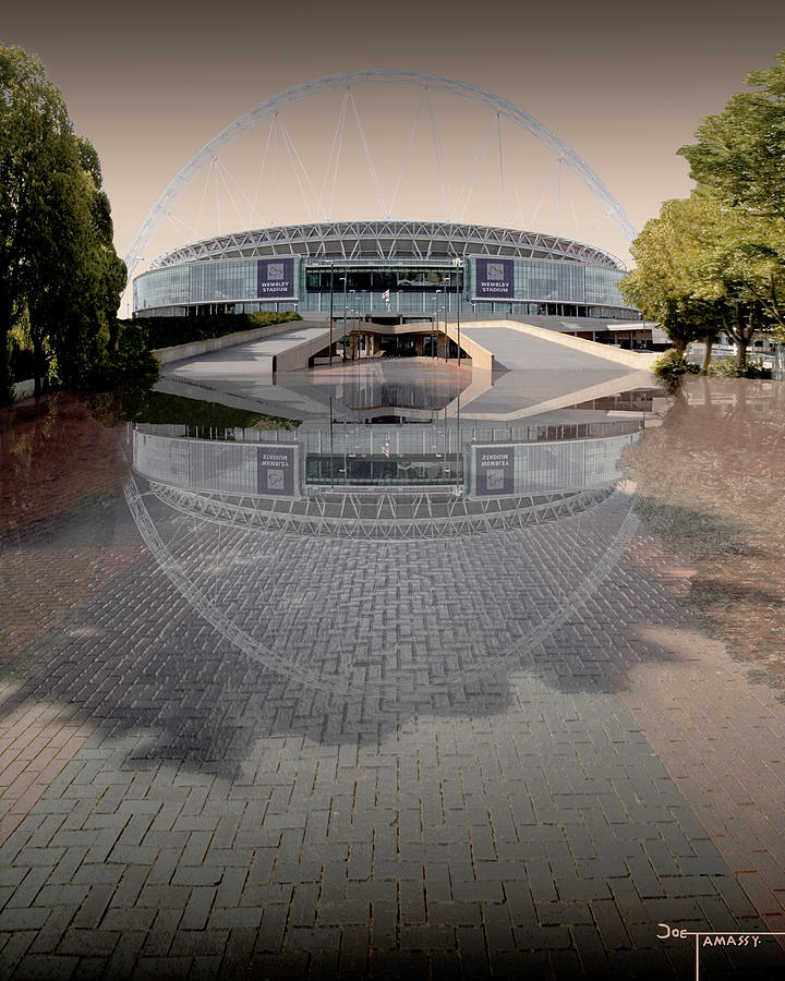 Wembley Stadium London Reflections Digital Art by Joe Tamassy