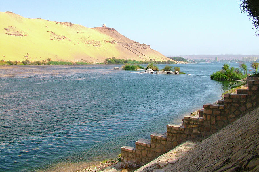 West Bank of Nile River from Aswan Botanical Garden on Plantation ...