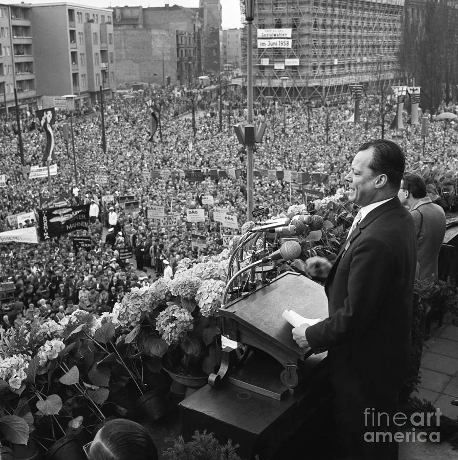 West Berlin Mayor Willy Brandt Speaks Photograph by Bettmann