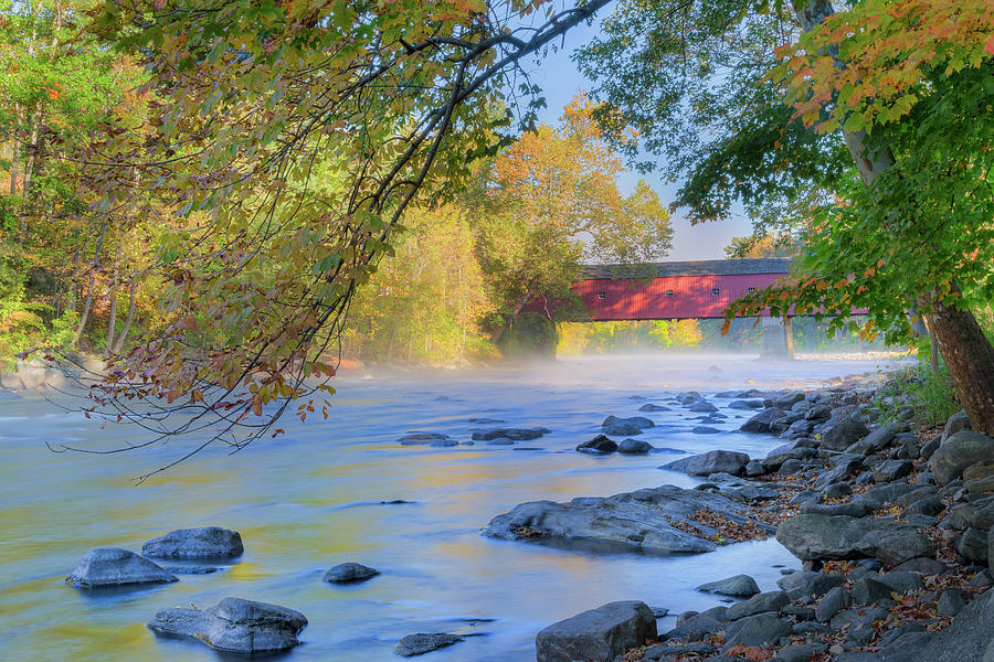West Cornwall Covered Bridge Autumn Photograph by Bill Wakeley