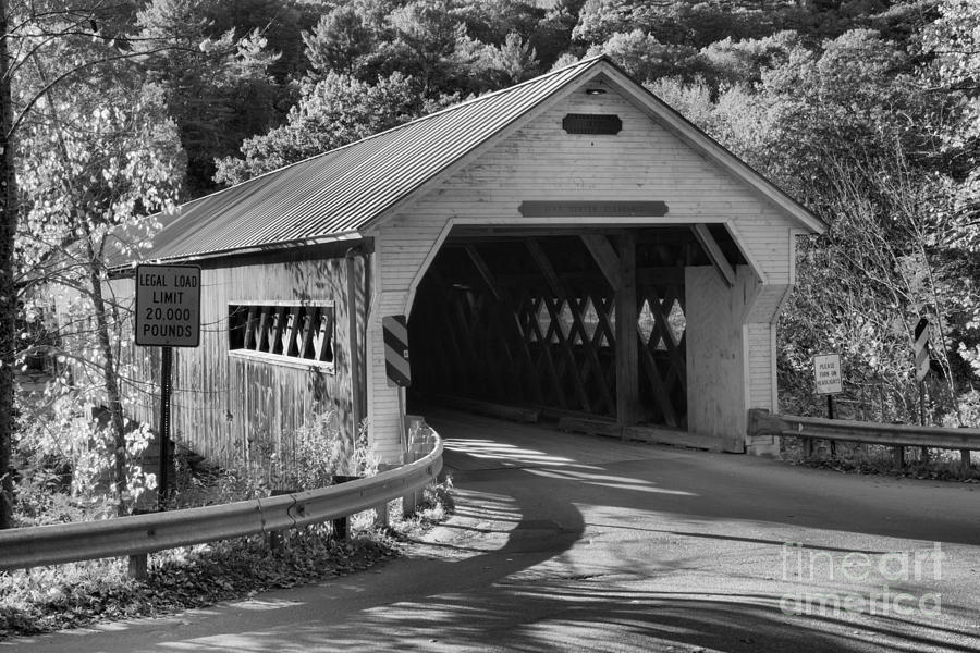 West Dummerston Covered Bridge Black And White Photograph by Adam Jewell