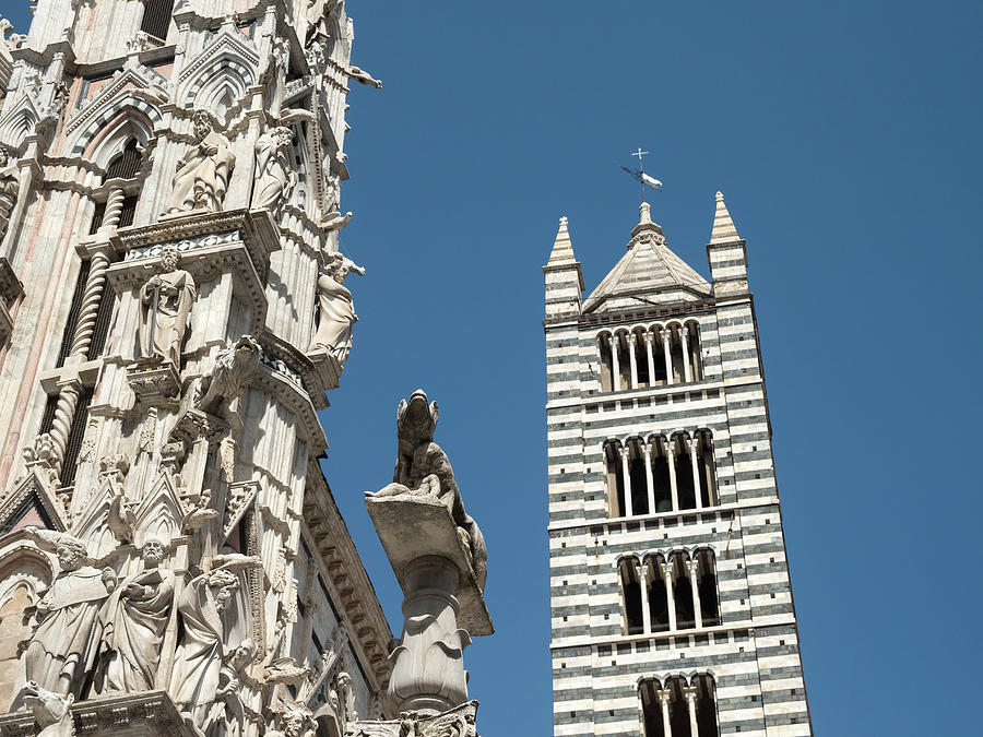 West facade and bell tower of Siena Cathedral Photograph by Tosca Weijers