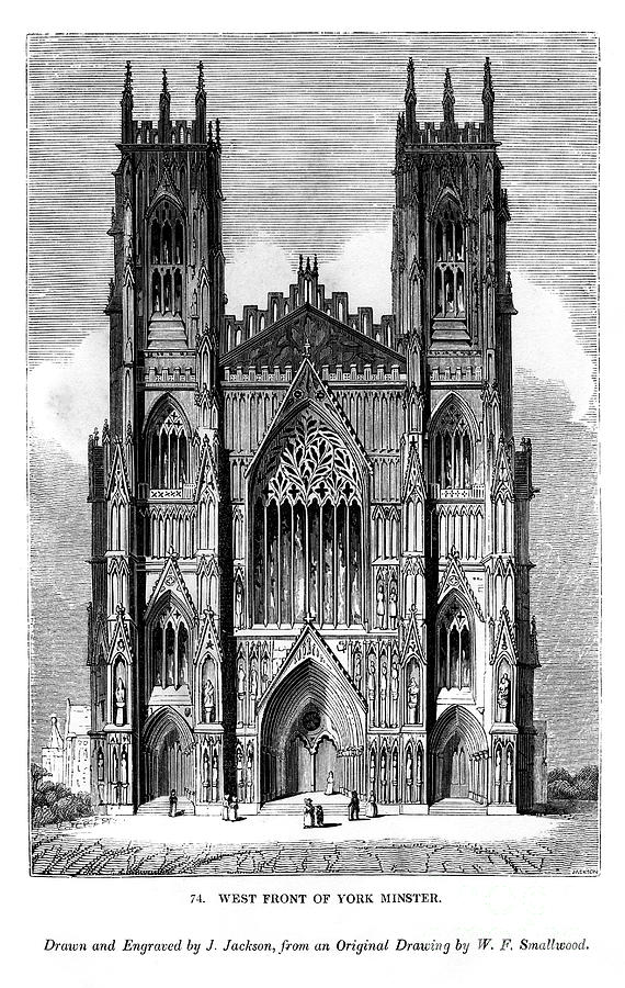 West Front Of York Minster, C1820-1830 Drawing by Print Collector