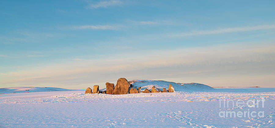 West Kennet Long Barrow in the Winter Snow Photograph by Tim Gainey