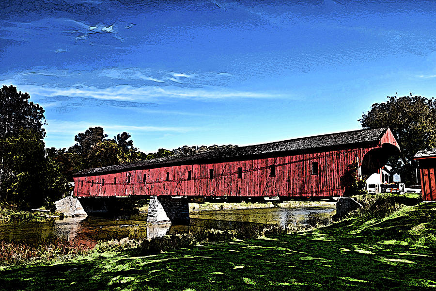 West Montrose Covered Bridge Pop Art Photograph