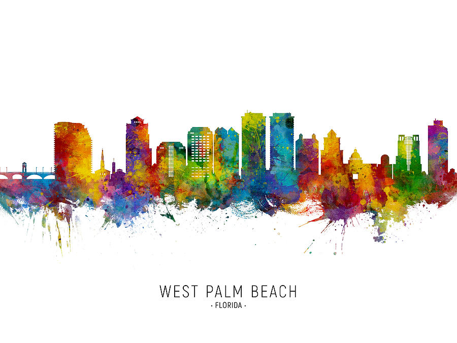 West Palm Beach Florida Skyline Digital Art by Michael Tompsett