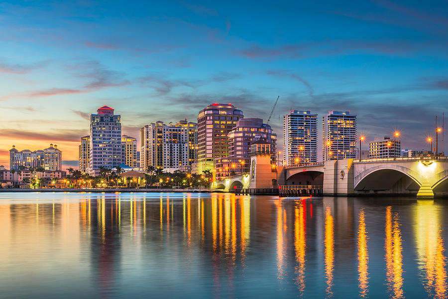 Architecture Photograph - West Palm Beach, Florida, Usa Skyline by Sean Pavone