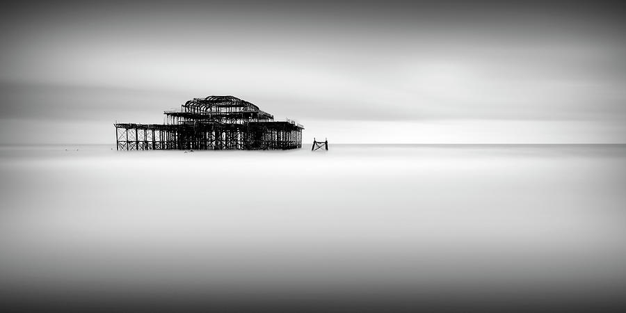 Black And White Photograph - West Pier Pano by Rob Cherry