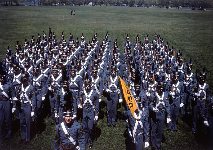 Flag Photograph - West Point Cadets In Parade Formation by Dmitri Kessel