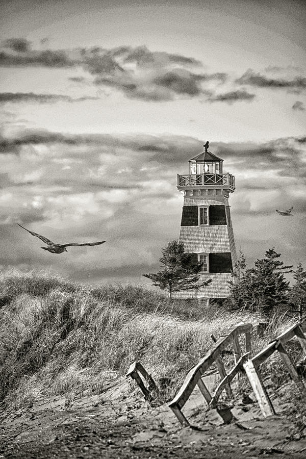 West Point Lighthouse Sepia Photograph by WB Johnston