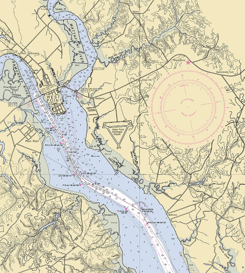 West Pointvirginia Nautical Chart Mixed Media by Sea Koast Fine Art