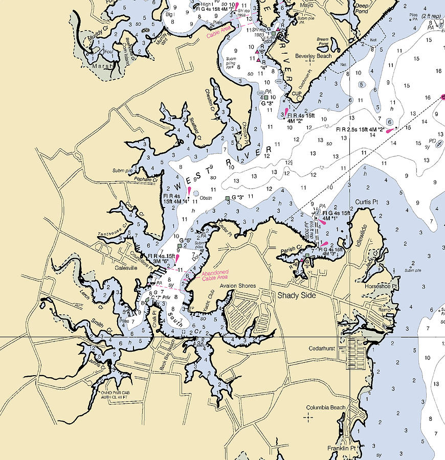 West River-maryland Nautical Chart Mixed Media by Sea Koast | Fine Art ...