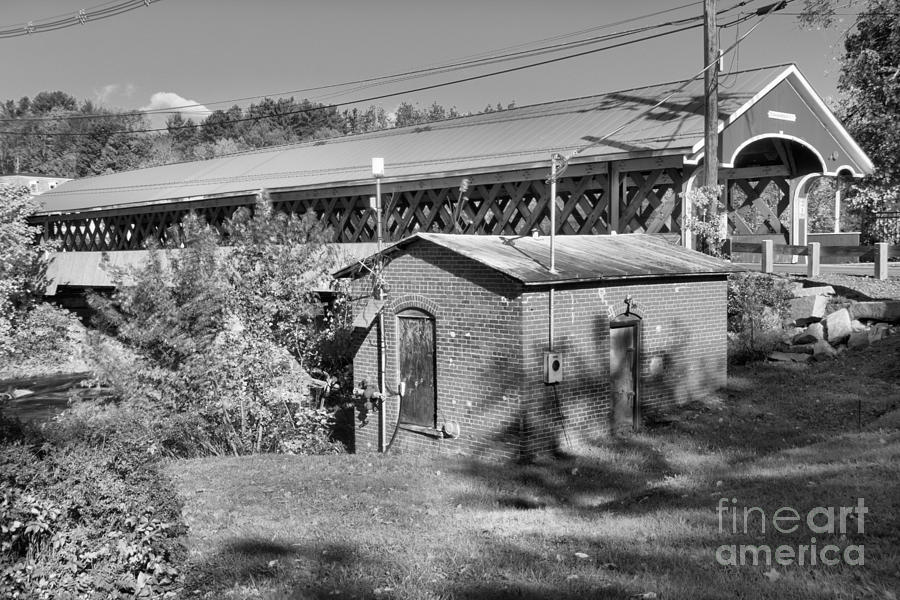 West Swanzey Covered Bridge Black And White Photograph by Adam Jewell