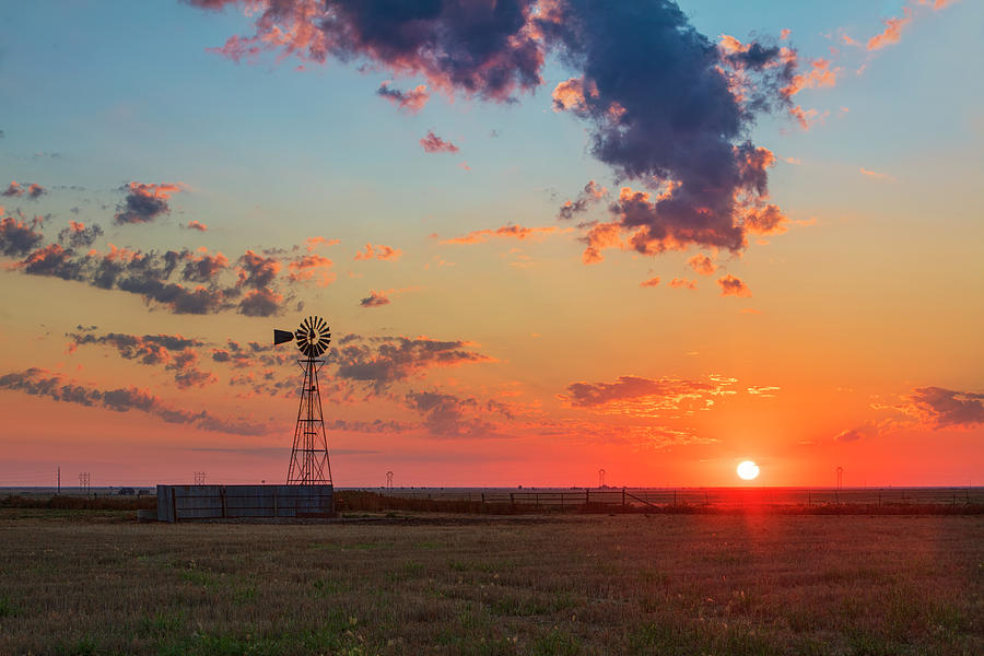 West Texas Windmill Sunrise 7246 Photograph