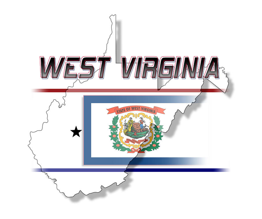 West Virginia State Horizontal Print Digital Art by Rick Bartrand