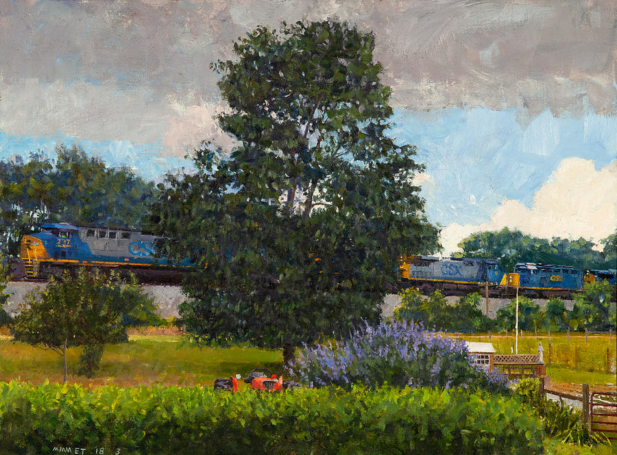 Train Painting - Westbound Freight, Crozet by Edward Thomas