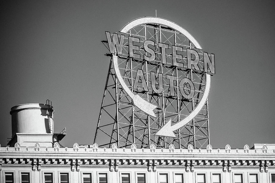 Western Auto Sign Black and White Photograph by Steven Bateson