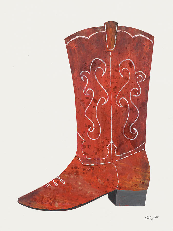 Boot Painting - Western Cowgirl Boot II by Courtney Prahl