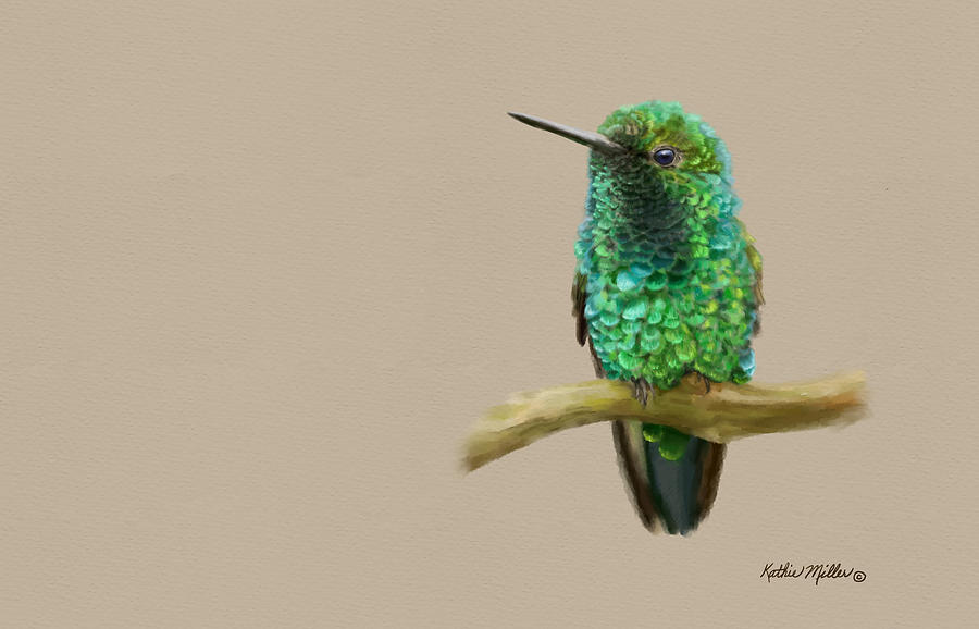 Western Emerald Hummingbird Digital Art by Kathie Miller