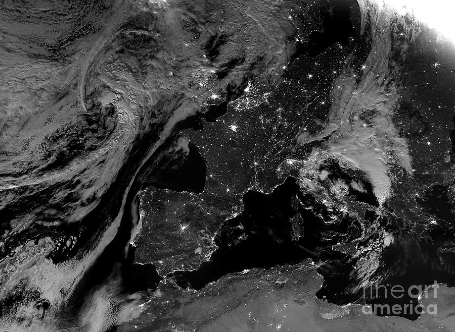 Western Europe At Night Photograph by Nasa Earth Observatory/science Photo Library