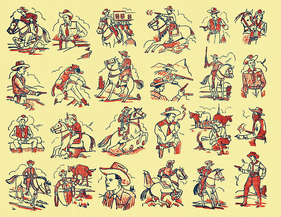 Vintage Drawing - Western pattern by CSA Images