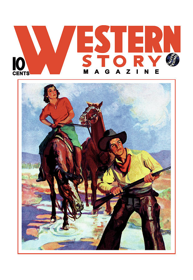 Western Story Magazine: Western Pair Painting by Unknown