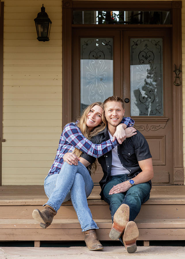 Western Wear Young Couple On Porch Of Ranch House Photograph By Cavan 