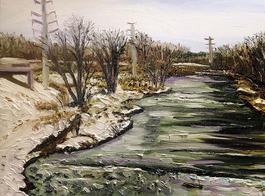 Westfield River-View from Railroad Bridge Painting by Richard Nowak