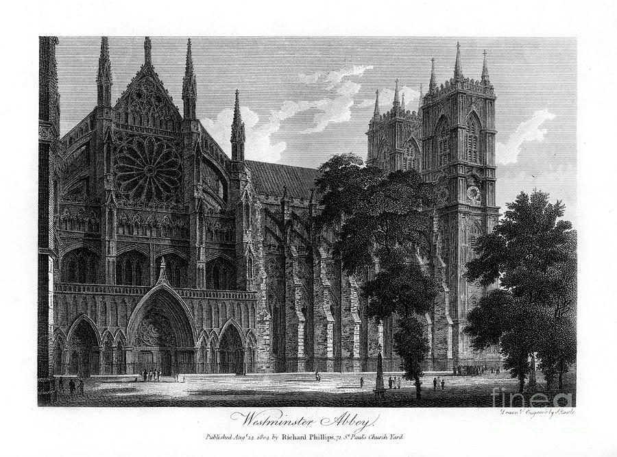 Westminster Abbey Drawing - Westminster Abbey, London, 1804.artist by Print Collector