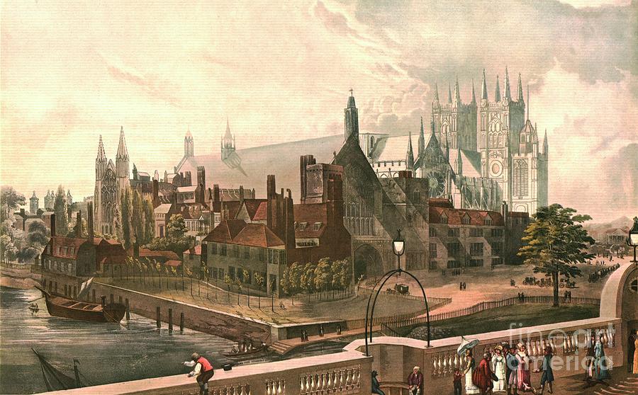 Westminster Hall And Abbey Drawing by Print Collector