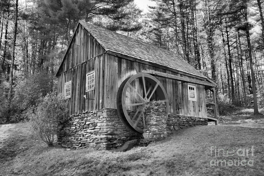 Weston Vermont Grist Mill Black And White Photograph by Adam Jewell
