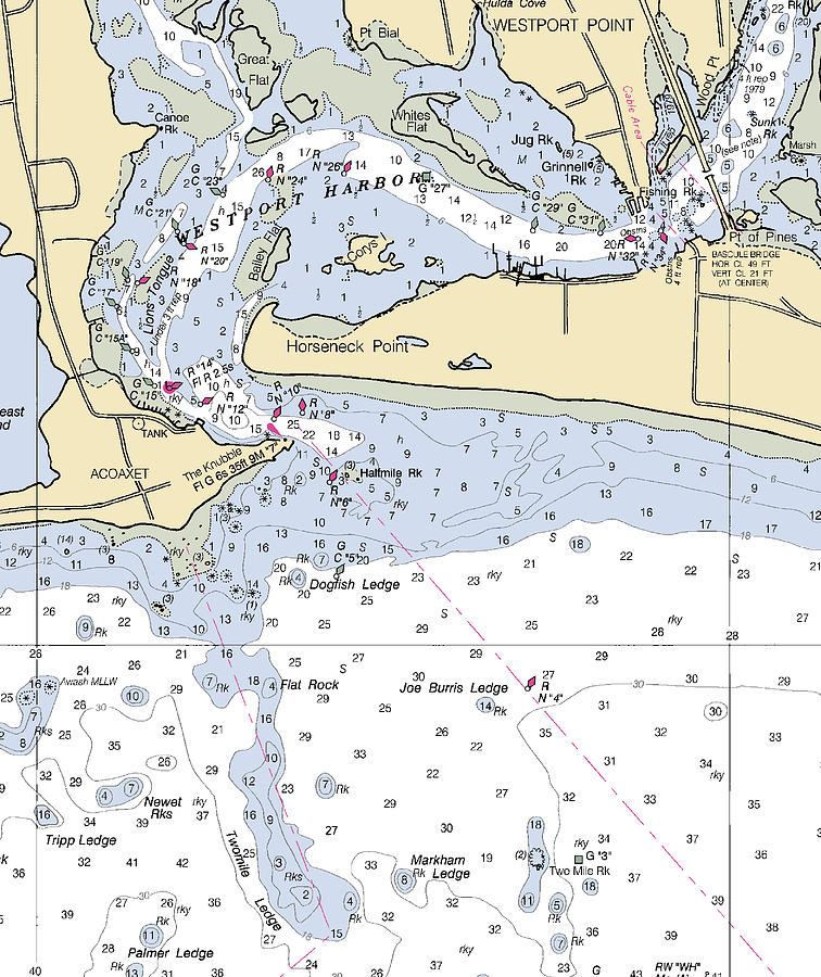 Westport Harbor-massachusetts Nautical Chart Mixed Media by Sea Koast ...