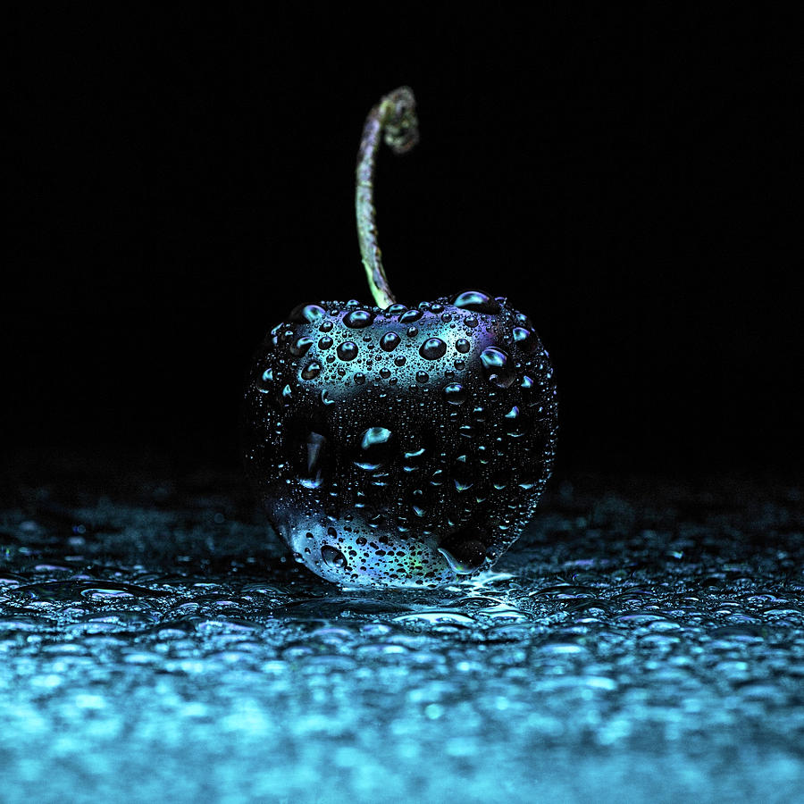 Wet cherry in blue light Photograph by ENZO Art in photography - Fine ...
