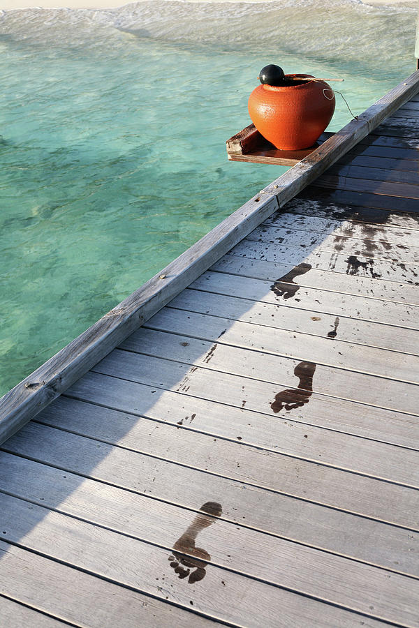Wet Footprints On Dock Photograph by Win-initiative Wet Footprints On Dock Photograph by Win-initiative