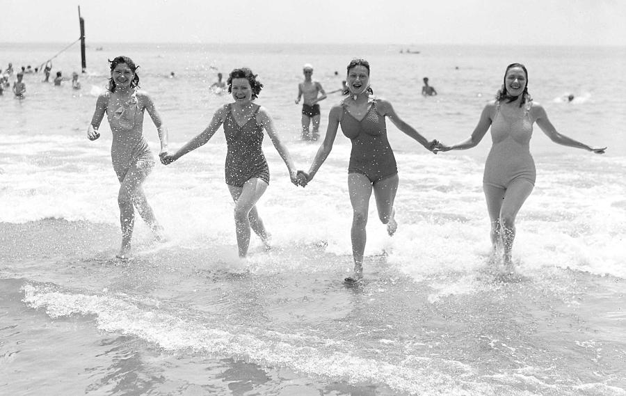 Wet. Maybe These Four Coney Island Photograph by New York Daily News Archive