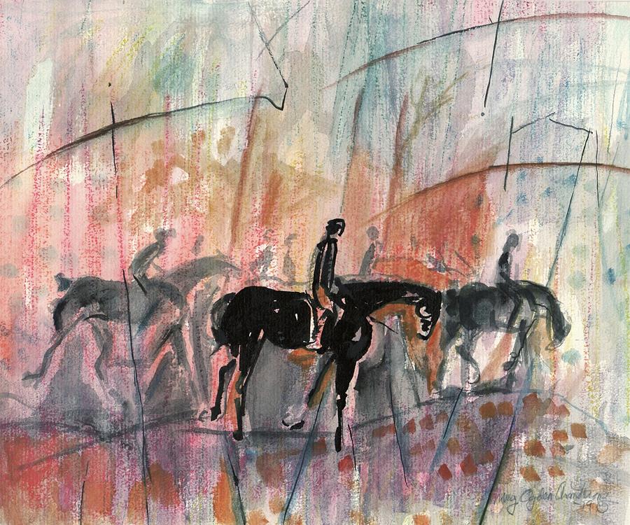 Horse Mixed Media - Wet Riders by Mary Armstrong