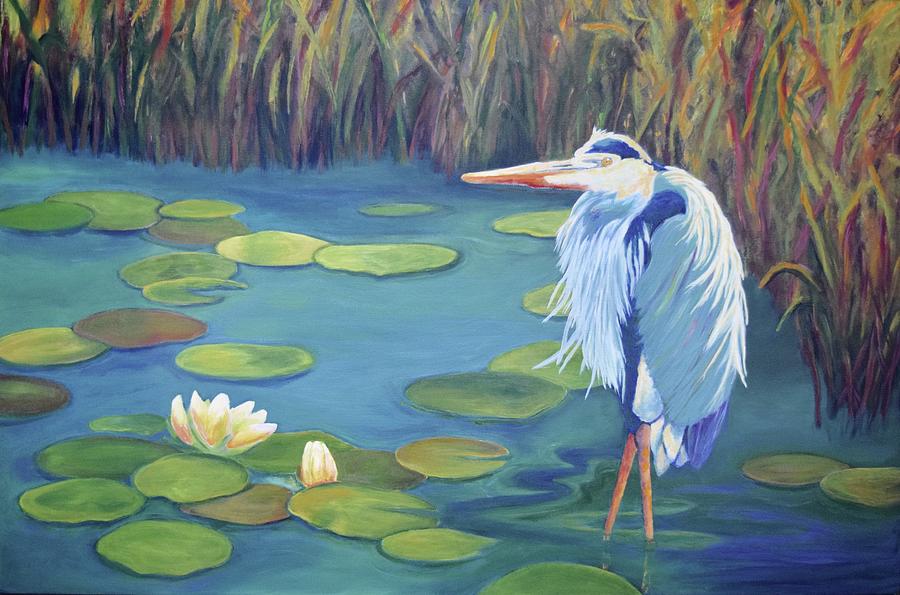 Wetlands Wader Painting by Nancy Jolley