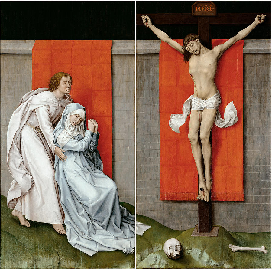 The Crucifixion, with the Virgin and Saint John the Evangelist Mourning, C1460 Painting by Rogier Van Der Weyden