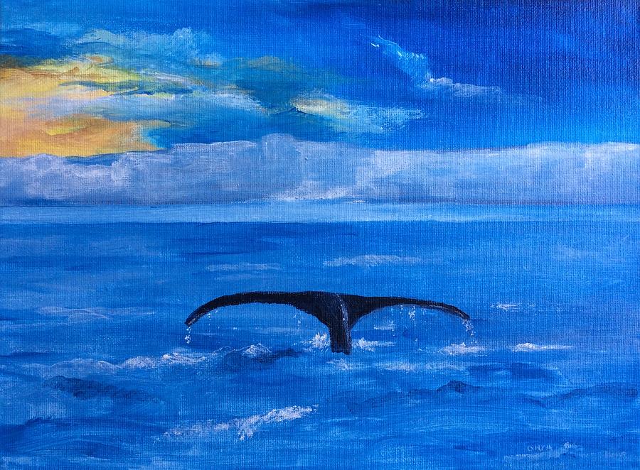 Whale Tail Painting by Ellen Canfield