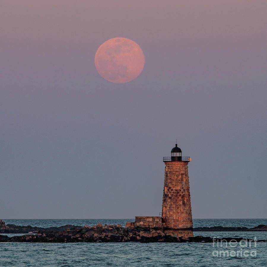 Whaleback Lighthouse Full Moon Moonrise Photograph by Craig Shaknis