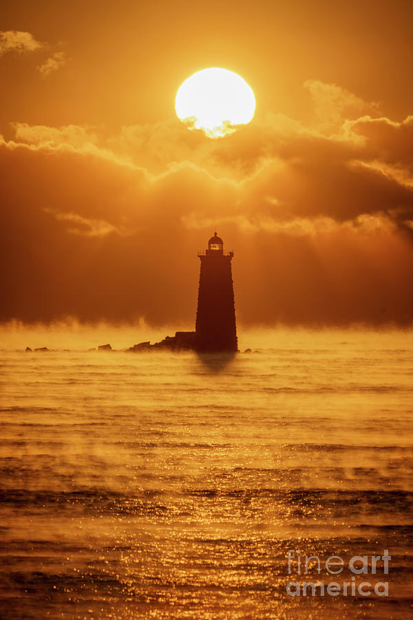 Whaleback Lighthouse Sunrise and Seasmoke Photograph by Craig Shaknis