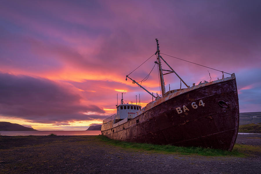 Sunset Photograph - Whaling Ship Aground by Michael Blanchette Photography