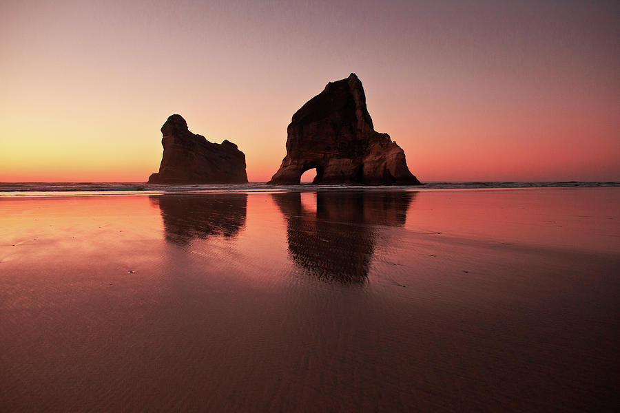 Wharariki Sunset Glow Photograph by Photography By Tim Bow