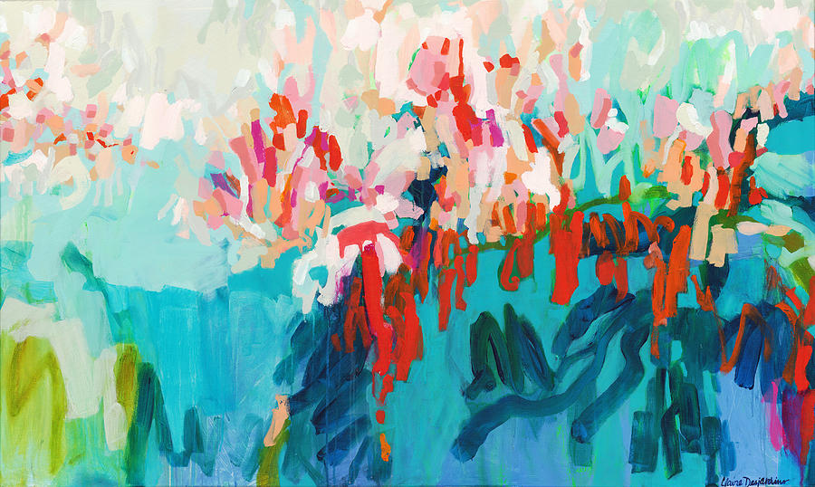 Abstract Painting - What Are Those Birds Saying? by Claire Desjardins