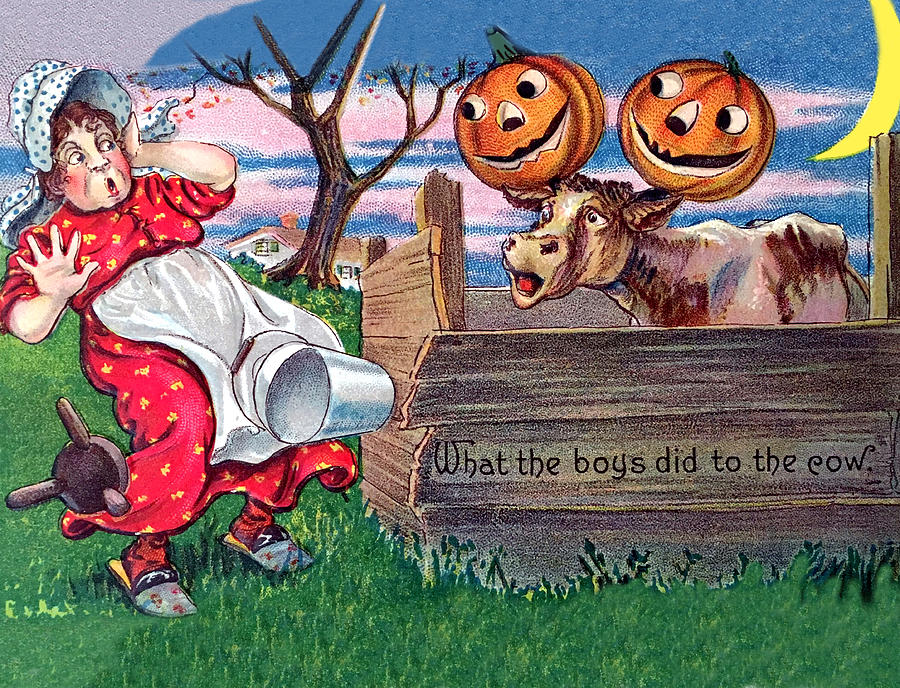 Halloween Digital Art - What the boys did to cow by Long Shot