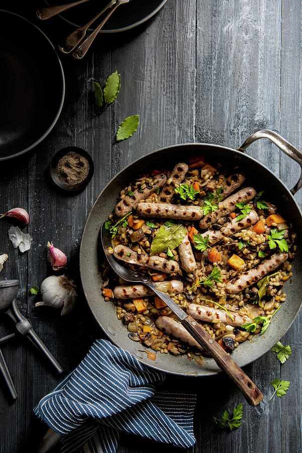 Wheat And Vegetables With Sausages Photograph by Magdalena Hendey