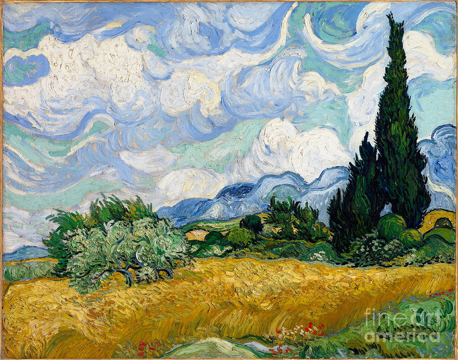 Wheat Field With Cypresses, 1889 Drawing by Heritage Images